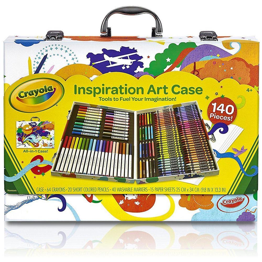 Valigetta arcobaleno 140 pezzi con pennarelli pastelli e matite